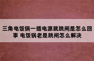 三角电饭锅一插电源就跳闸是怎么回事 电饭锅老是跳闸怎么解决